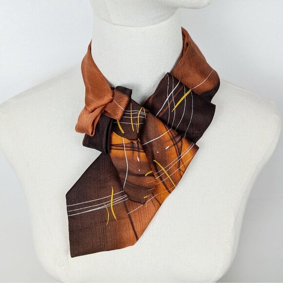 Ogsplosh Abstract Orange Ascot Scarf - Women's Necktie - Unisex Cravat - NEW - Picture 7 of 8